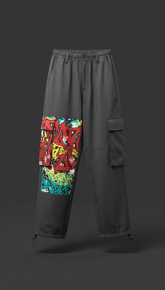Relaxed-Fit Cargo Pants Graffiti Patch